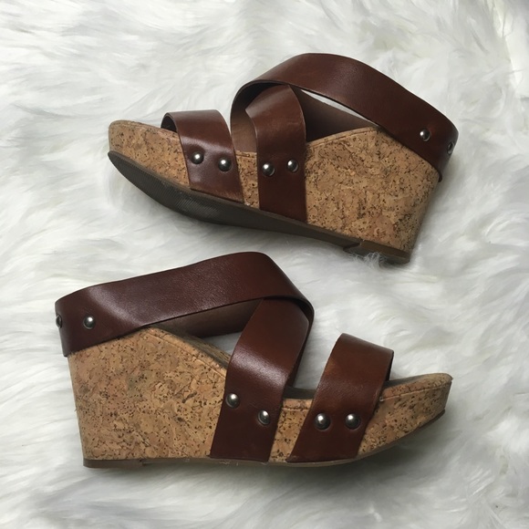 Lucky Brand Shoes - Lucky Brand Cork/Brown Wedge Sandals